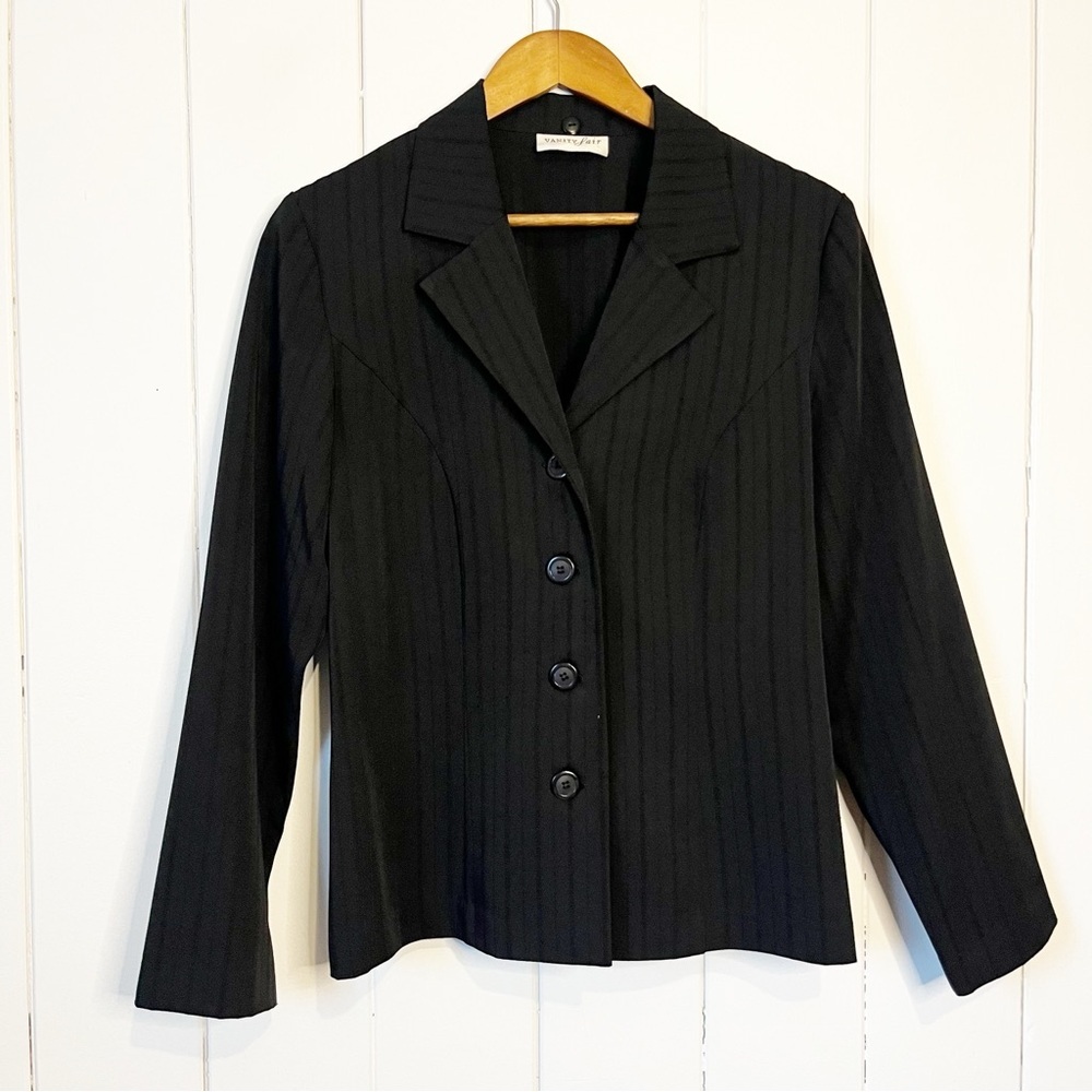 Vanity Fair Black Pinstripe Blazer. Size 12.